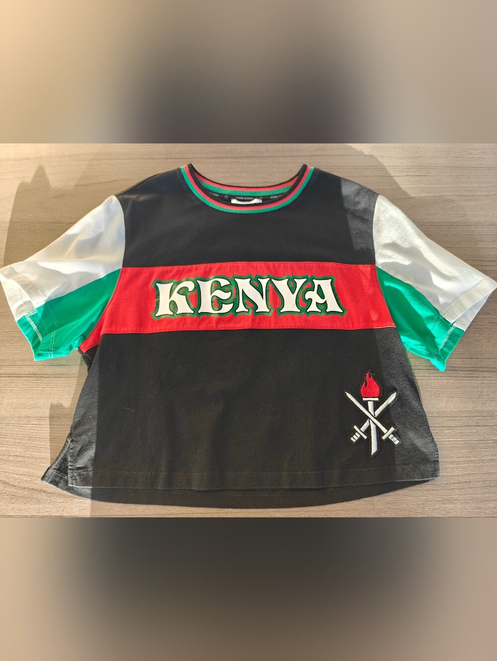 Opening Ceremony 'KENYA' Colorblock Tee in Black, Red & Green